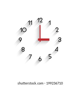 Trendy Minimalistic Clock With Transparent Shadow. Vector EPS10