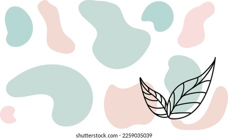 Trendy minimalistic design with the image of plants, foliage for wall decoration, as poster or desktop wallpaper, vector illustration, posters, social media posts. 70s, 80s, 90s