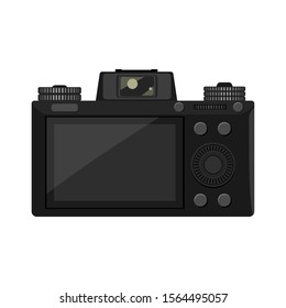 Trendy mirrorless Camera back side view with high detailed illustrated for your design. Flat and solid color vector illustration icon design.