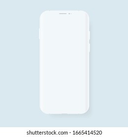 Trendy mobile phone template with blank screen for design app. Vector mockup. Clay smartphone model for interface presentation.