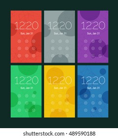 Trendy mobile smartphone UI kit, abstract bright geometric backgrounds. Lock pattern screens