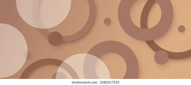 Trendy mocha mousse ring background. 3d vector circles banner design