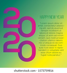 Trendy Modern 2020 New Year Text in Modern Elegant Square Background Template and Place for Text