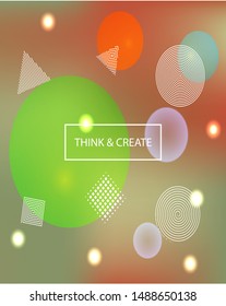 Trendy modern abstract background. Clean backdrop with colored bubbles and white shapes. Vector illustration vintage. Green elegant and easy editable smooth banner template.