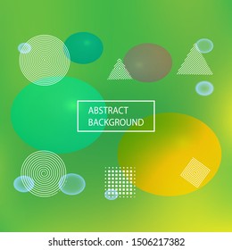 Trendy modern abstract background. Colorful backdrop with colored bubbles and white shapes. Vector illustration flyer. Green elegant and easy editable smooth banner template.