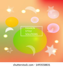 Trendy modern abstract background. Dynamic backdrop with colored bubbles and white shapes. Vector illustration flyer. Pink elegant and easy editable smooth banner template.
