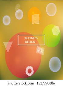 Trendy modern abstract background. Light backdrop with colored bubbles and white shapes. Vector illustration flyer. Orange elegant and easy editable smooth banner template.