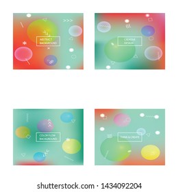 Trendy modern abstract background. Liquid backdrop with bright rainbow colors. Vector illustration layout. Green elegant and easy editable smooth banner template.