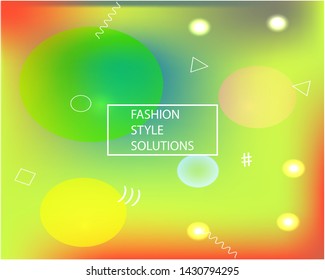 Trendy modern abstract background. Simple backdrop with bright rainbow colors. Vector illustration flyer. Green elegant and easy editable smooth banner template.