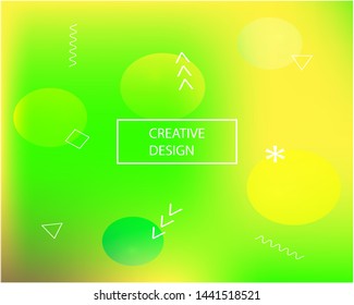 Trendy modern abstract background. Vector illustration space. Futuristic backdrop with bright rainbow colors. Green elegant and easy editable smooth banner template.