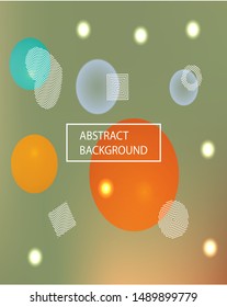 Trendy modern abstract background. Vector illustration texture. Original backdrop with colored bubbles and white shapes. Green elegant and easy editable smooth banner template.
