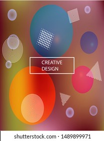 Trendy modern abstract background. Vector illustration layout. Original backdrop with colored bubbles and white shapes. Pink elegant and easy editable smooth banner template.