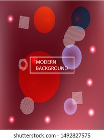 Trendy modern abstract background. Vector illustration art. Colorful backdrop with colored bubbles and white shapes. Red elegant and easy editable smooth banner template.