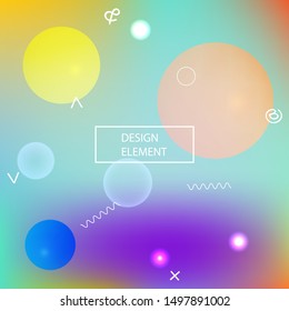 Trendy modern abstract background. Vector illustration pastel. Flat backdrop with colored bubbles and white shapes. Blue elegant and easy editable smooth banner template.