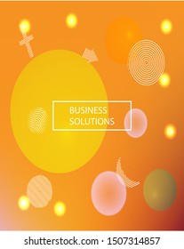 Trendy modern abstract background. Vector illustration texture. Dynamic backdrop with colored bubbles and white text. Orange elegant and easy editable smooth banner template.