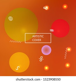 Trendy modern abstract background. Vector illustration vintage. Creative backdrop with colored bubbles and white shapes. Blue elegant and easy editable smooth banner template.