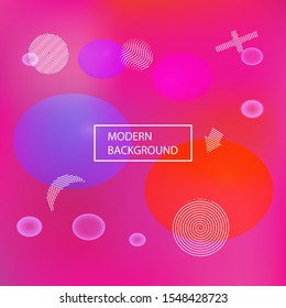 Trendy modern abstract background. Vector illustration elements. Commercial backdrop with colored bubbles and white shapes. Red elegant and easy editable smooth banner template.