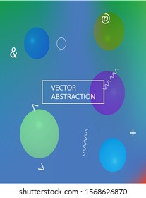 Trendy modern abstract background. Vector illustration vintage. Futuristic backdrop with colored bubbles and white shapes. Green elegant and easy editable smooth banner template.