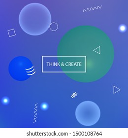 Trendy modern abstract background. Vibrant backdrop with colored bubbles and white shapes. Vector illustration elements. Blue elegant and easy editable smooth banner template.