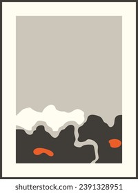 Trendy modern abstract botanical minimalist wall art, interior decoration. Contemporary floral poster, flower card design. Collage art style natural background. Flat graphic vector illustration