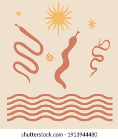 
Trendy, modern, abstract composition with snakes. Isolated from background vector graphics.