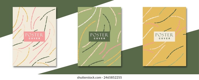 Juego de cubiertas abstractas modernas y modernas, diseño de cubiertas mínimas. Fondo geométrico colorido, Plantilla de póster editable. Ilustración vectorial.