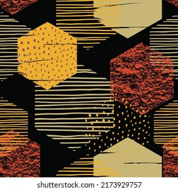 Trendy modern abstract geometrical pattern with hand drawn textures. Abstract design for poster, cover, fabric and other users.
