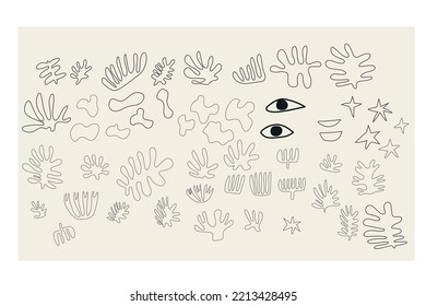 Trendy modern abstract matisse composition with geometric organic shape vector illustration