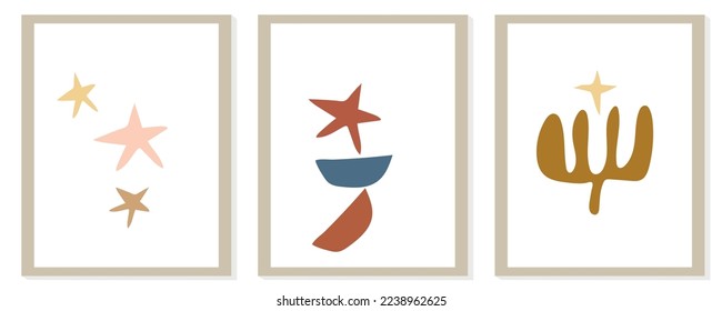 Composición de matismo abstracta moderna a la moda con ilustración de forma orgánica geométrica vectorial