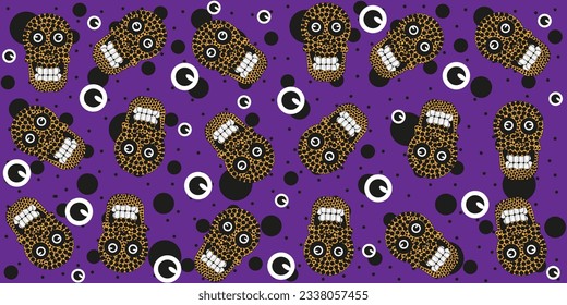 Trendy modern Avant-garde Skull background. Halloween concept with crazy art grunge Skeleton. Wallpaper with trippy Form in y2k style. Vector illustration.
