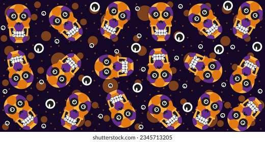 Trendy modern Avant-garde Skull background. Halloween concept with crazy art grunge Dead head. Wallpaper, textile, poster, banner, cover in y2k style. Vector illustration.