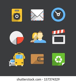 Colección de iconos modernos de interfaz web en color 