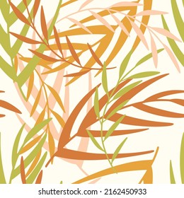 trendy modern colorful summer tropic palm leaves seamless pattern
