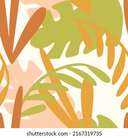 trendy modern colorful summer tropical palm leaves seamless pattern
