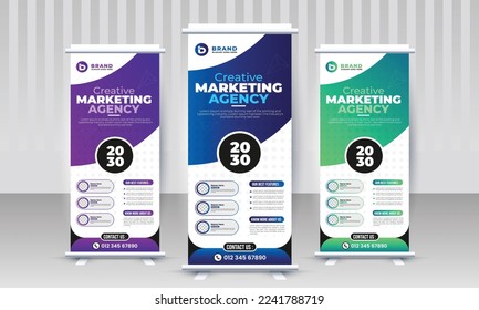 Trendy Modern agencia de marketing corporativo estándar de negocios x acumulación de publicidad dinámica diseño de pancartas retráctil plantilla de vector vector