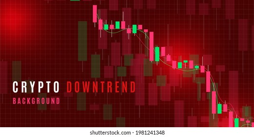 trendy modern cryptocurrency or forex trading downtrend with red background. movement graph. Stock trading graph chart with candlesticks. vector illustration