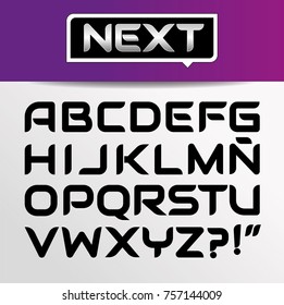 Trendy modern elegant bold font alphabet with upper case and number set. Vector illustration