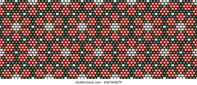 Trendy, modern ethnic beaded, border, pattern, embroidery cross, diamonds, stripe