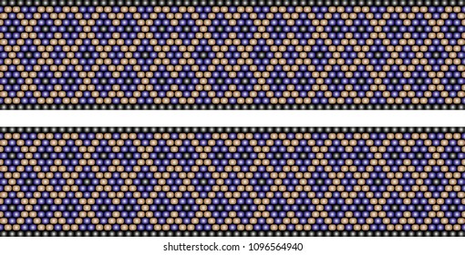 Trendy, modern ethnic beaded, border, pattern, embroidery cross, diamonds, stripe
