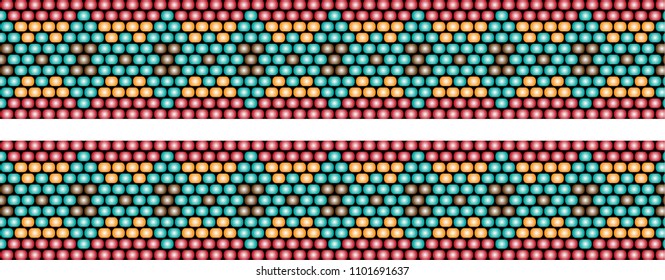 Trendy, modern ethnic beaded, border, pattern, embroidery cross, diamonds, stripe
