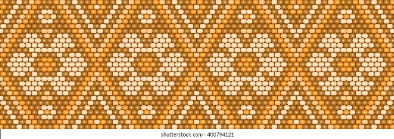 Trendy, modern ethnic  beaded, border, pattern, embroidery cross, diamonds, stripe