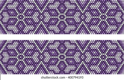Trendy, modern ethnic  beaded, border, pattern, embroidery cross, diamonds, stripe