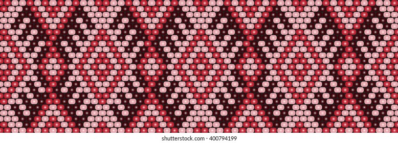 Trendy, modern ethnic  beaded, border, pattern, embroidery cross, diamonds, stripe