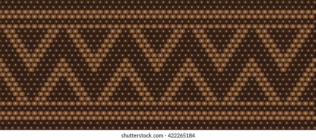 Trendy, modern ethnic  beaded, border, pattern, embroidery cross, diamonds, stripe
