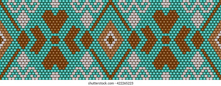 Trendy, modern ethnic  beaded, border, pattern, embroidery cross, diamonds, stripe