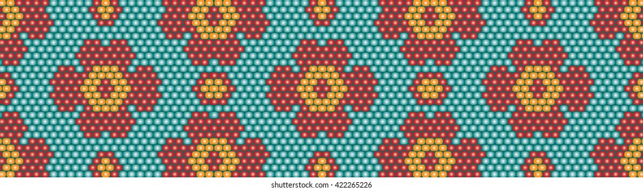Trendy, modern ethnic  beaded, border, pattern, embroidery cross, diamonds, stripe