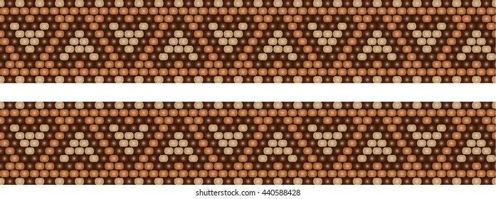 Trendy, modern ethnic  beaded, border, pattern, embroidery cross, diamonds, stripe