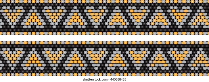 Trendy, modern ethnic  beaded, border, pattern, embroidery cross, diamonds, stripe