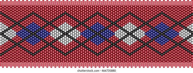 Trendy, modern ethnic  beaded, border, pattern, embroidery cross, diamonds, stripe