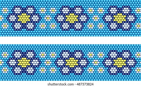 Trendy, modern ethnic  beaded, border, pattern, embroidery cross, diamonds, stripe